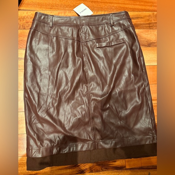 SOLD! Brownish Burgundy Pleather Crossover Skirt with Suede Trim - Size Medium - Picture 2 of 3